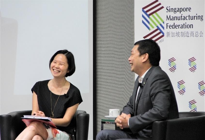 Minster Gan Siow Huang (left) and SMF President Mr Douglas Foo (right) during the panel discussion